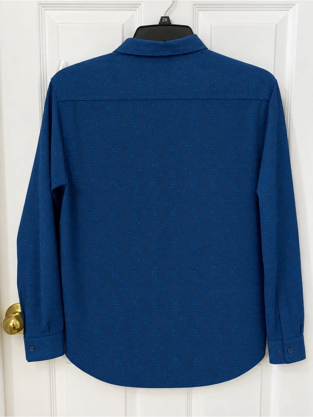 Front Line Men's Navy Textured Long-Sleeve Dress Shirt